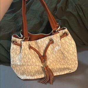 Michael Kors Cream and Tan Shoulder Bag